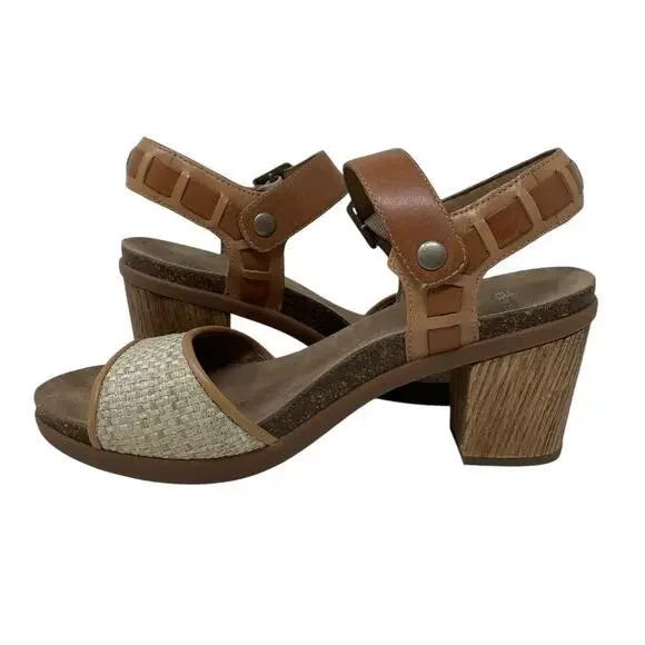 Dansko Debby Sandals Leather Woven Raffia Brown Size 40 Boho Chic Mediterranean - Picture 10 of 15